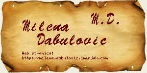 Milena Dabulović vizit kartica